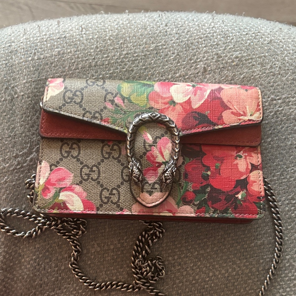 Gucci Dionysus Floral Clutch - Pink and Green